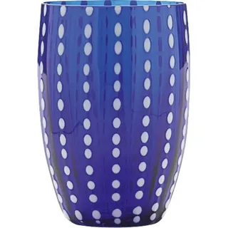 Zafferano Perle Blue Glass - Farbiges mundgeblasenes Glas, 32 cl, handgefertigt - Set mit 2 handgefertigten Bechern für Wasser oder Cocktails - Blau