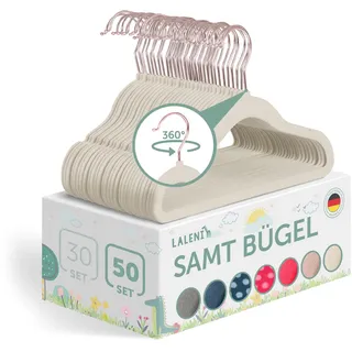 Laleni Kinderkleiderbügel - 50 sensibles protested Kleiderbügel mit Samt Rutschfest - 360° drehbare - Rosegold & Elfenbein
