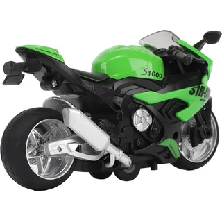 Kinder ziehen Motorrad-Spielzeug zurück, Sound, Lichteffekte, hohe Simulation, Legierungsmodell, grün