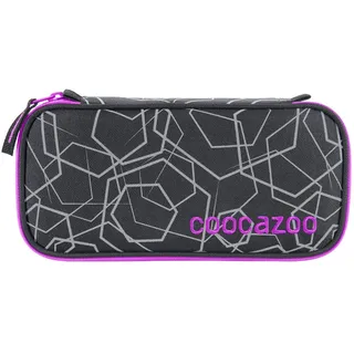 coocazoo Federmäppchen PencilDenzel „Laserreflect Berry“ schwarz/Beere, Schlamperetui, Geodreieckfach, Stundenplanfach, herausnehmbarer Stiftehalter, zusätzliches Reißverschlussfach