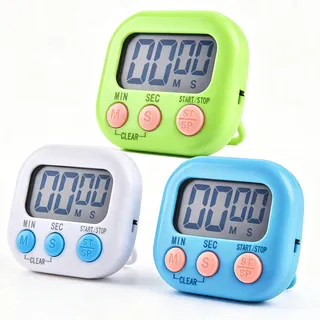 3 Stück Digitaler Küchentimer, Eieruhr Digital, Stoppuhr, Magnetisches Design mit Klappständer und Display, geeignet für Kochen, Backen, Sport und Lernen, Küchentimer Digital