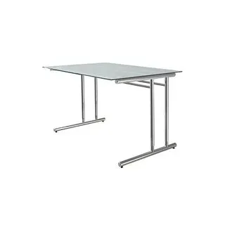 Kerkmann Schreibtisch Milchglas rechteckig, C-Fuß-Gestell chrom 120,0 x 80,0 cm