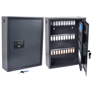 Pavo-Schlüsselschrank mit digitalem Elektronikschloss/auch mit Fingerabdruckleser oder Schlüssel zu öffnen, magnetischer Schlüsselhalter für 100 Schlüssel,10 schwarze magnetische Schlüsselringe GRATIS