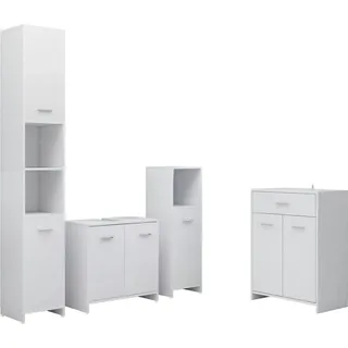 vidaXL 4-tlg. Badmöbel-Set Weiß - Weiß