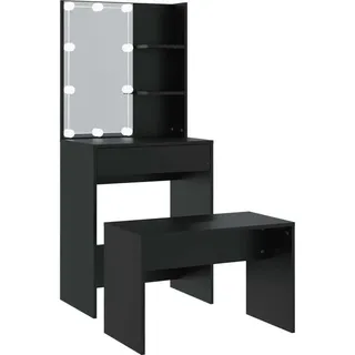 vidaXL Schminktisch-Set mit LED Schwarz Holzwerkstoff - Schwarz