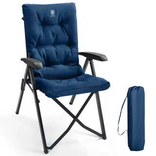 EVER ADVANCED Campingstuhl Faltbar Rückenverstellbar in 4 Positionen 150 KG Belastbarkeit Klappstuhl Luxus 6cm Dicke Gepolstert Gartenstuhl Hohe Lehne Angelstuhl für Camp Garten Balkon Alu+Stahl