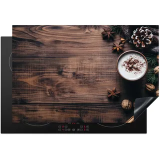 KitchenYeah© Herdabdeckplatte Einteilig Glaskeramikkochfeld Abdeckplatte Küche Deko | 76x51 cm - Glaskeramikkochfeldabdeckung Herdabdeckung Induktionsmatte Holz - Rustikal - Warm - Natur