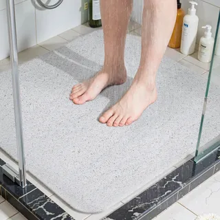 COSYLAND Duschmatte rutschfest 60x60, Badewannenmatte rutschfest mit Ablauf, Weiche PVC-Luffa Rutschmatte Dusche, Schnell Anti Rutsch Badematte, Weiß