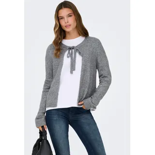 Strickjacke ONLY "ONLJESSIE LS ONE STRING CARDIGA KNT", Damen, Gr. M, medium grau melange, Strick, Obermaterial: 35% Polyester, 30% Nylon, 25% Polyacryl, 7% Wolle, 3% Elasthan, unifarben, normal, Rundhals, Strickjacken Strickjacke