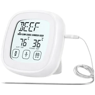 Verk 09242 Digitales Fleischthermometer mit externer Sonde und LCD-Display, weiß