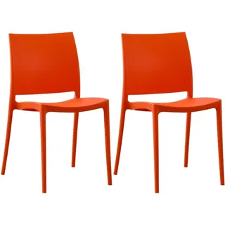 Set aus 2 stapelbaren Gartenstühlen – wetterfester Kunststoff – für drinnen und draußen