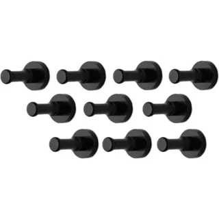 Set mit 10 metalen Kleiderhaken, schwarz