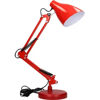 Virone DIAN Schreibtischlampe E27 Stahlbefestigung Kabellänge 110 cm (Glühbirne nicht enthalten) (Rot)
