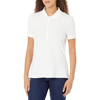 Amazon Essentials Damen Kurzärmeliges Poloshirt (Erhältlich In Übergröße), Weiß, S