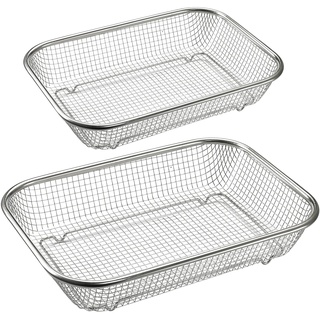 Supremery 2er Set Backofen Edelstahl Grillkorb Grillgitter Grillblech Backkorb für fettarmes Heißluft-Garen, Backen, Grillen im Ofen oder Grill