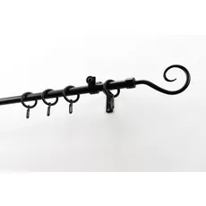 Bild Gardinenstange »Clara«, 1 läufig-läufig, Wunschmaßlänge, Vorhanggarnitur, mit Ringe und Haken, verlängerbar, edelstahl optik, schwarz