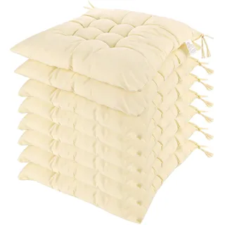 DAJAVE 8er Set Sitzkissen Stuhlkissen 40x40x3 cm (Cremefarben) | Memory Foam Sitzpolster Orthopädisch für Bürostuhl, Rückenschmerzen, Indoor & Outdoor – Anthrazit