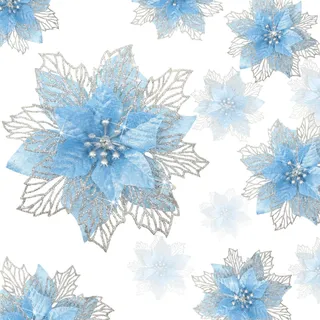 Geosar Weihnachtssterne, Baumdekoration, künstlicher Glitzer, Weihnachtsschmuck, Neujahr für Partyzubehör, Blau, 36 Stück