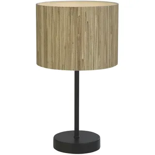 Nachttisch Lampe Schlafzimmer Bambus Metall E14 37 cm Schwarz Natur Tischleuchte