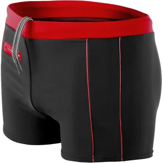Badehose AQUARTI "Badehose Aquarti Herren Badehose Kurz mit Kontrastpaspel", Herren, Gr. XL, N-Gr, grau (010 schwarz, rot), Obermaterial: 80% Polyamid PA. 20% Elasthan EL., Badehosen Badehose