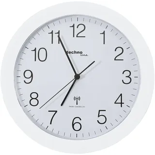 Technoline WT 8000 Funkwanduhr 30 cm – DCF Funkuhr mit automatischer Zeiteinstellung | geräuscharm | modernes Design | batteriebetrieben | Wanduhr für Wohnzimmer | Büro & Küche | Weiss