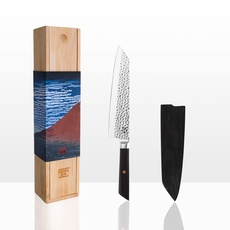 KOTAI Kiritsuke Küchenmesser| Kochmesser| 21-cm-Klinge| Von Hand gehämmert und geschärft| Ultrascharfer 440C-Edelstahl| versteckte Vollseide