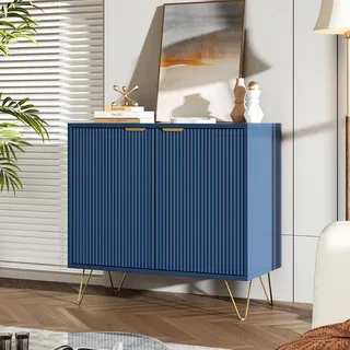 UnboxG Kommode mit 2 Türen Verstellbare Ablage, Sideboard in Farbe: Blau, Schrank in Größe: 80 x 40 x 78 cm