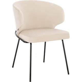 HOME DELUXE - Polsterstuhl AMARA- 1 Stück, Farbe: Samt Beige - weiche Polsterung, bis 120 kg belastbar I Küchenstuhl Speisestühle Esszimmerstühle - Beige