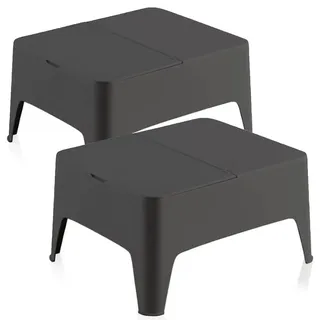 Set mit 2 Beistelltischen für den Garten Alaska, Anthrazit