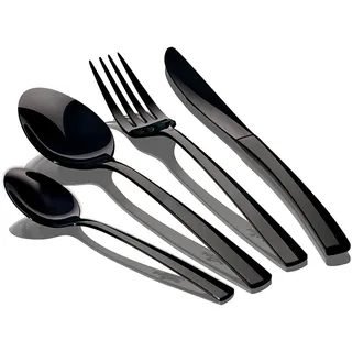 Besteck Schwarz 24 Teile Edelstahl Poliert, Set 6 Personen, Modernes Design  Ber