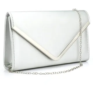 Milky Way Damen Abend-Clutches Bag Kunstleder Geldbörsen mit Kette Klappe Umschlag Handtasche für Hochzeit Cocktail Party, silber, One size