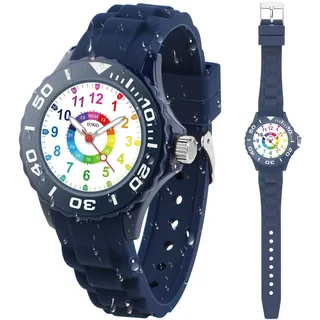 DTKID Kinderuhr Junge Mädchen,Lern Armbanduhr Kinder Mit Drehbarem Lünettenring,3ATM Wasserdicht,Kinder Uhren Analog Für 5-15 Jahre