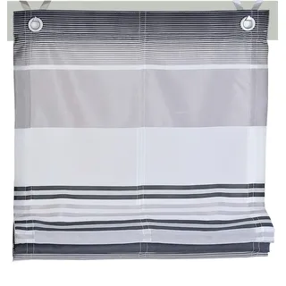 Raffrollo KUTTI "Jamaica" Gr. 4, grau, B:100cm H:130cm, Obermaterial: 100% Polyester, Raffrollos, Raffrollo, halbtransparent, Polyester, gewebt, Streifen, mit Edelstahlhaken