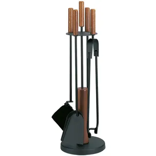 FireFix Kaminbesteck 5-teilig Stahl 19,5 x 65 cm Schwarz