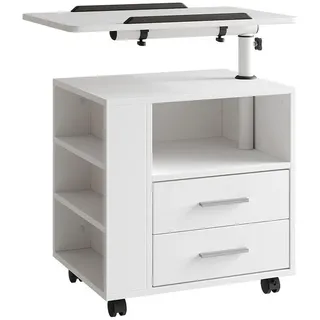 Vicco Nachttisch Bora Weiß 60 x 69 cm mit 2 Schubladen , Holzwerkstoff , Rechteckig,Rechteckig , 60x69x40 cm , Schlafzimmer, Nachtkästchen