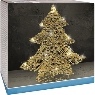 Weihnachtsbaum mit LED-Lichtern und weißen Perlen - Gold