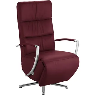 Cantus Relaxsessel , Weinrot , Metall , Echtleder , Color-Finish-Leder , 64x112x80 cm , Fußauswahl, Lederauswahl, Stoffauswahl, Relaxfunktion , Wohnzimmer, Sessel, Ledersessel