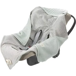 Lässig Baby Strickdecke für Autositz Autositzdecke Einschlagdecke Babyschale 100% Bio-Baumwolle GOTS light mint