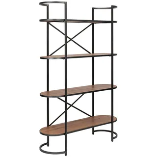 Livetastic Regal , Naturfarben, Schwarz , Holz, Metall , Tanne,Tanne , massiv , 4 Fächer , 120x185x42 cm , Fsc , Holzmöbel, Holzregale, Bücherregale Holz