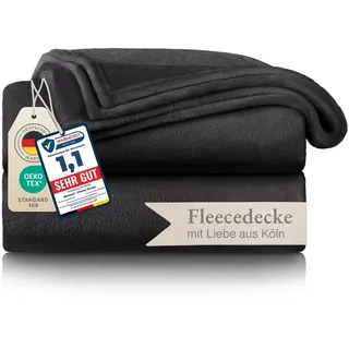 Blumtal Kuscheldecke flauschig - Oeko-TEX zertifizierte Fleecedecke 150x200 cm - Wohndecke 150x200 cm - Decke Couch Wohn- & Kuscheldecke - Flauschdecke/Fliesdecken - Anthrazit