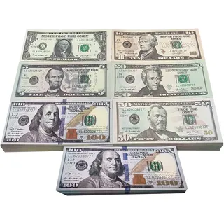 120 Blätter Prop Money,Spielgeld Dollar Scheine Originalgröße,Copy Money,Spielgeld für Kinder Kaufladen,Cash Film Play Toy Set (20 x 1$,10$,20$,50$,100$)