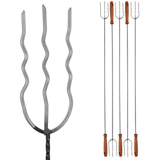 KOTARBAU® 5er Set Grillspieße Lagerfeuer Spieß Holzgriff 123 cm Edelstahl Marshmallow Spieße Teleskop Grillspieße