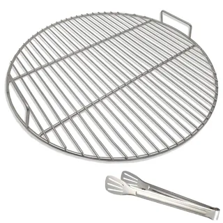 Huanniu - Runde 304 Edelstahl Grillroste mit Grillzange, 44.5 cm Durchmesser, passend für Weber 47cm Kugelgrill, Holzkohle Grill, tragbares Grillzubehör