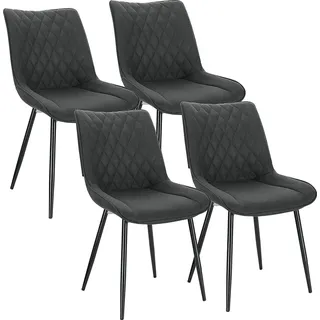 WOLTU 4 x Esszimmerstühle 4er Set Esszimmerstuhl Küchenstuhl Polsterstuhl Design Stuhl mit Rückenlehne, mit Sitzfläche aus Stoffbezug, Gestell aus Metall, Anthrazit - Grau