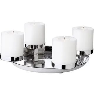 EDZARD Adventskranz Kaya (Ø 36 cm), Edelstahl hochglanzpoliert, silberfarben, für Stumpenkerzen ø 8 cm