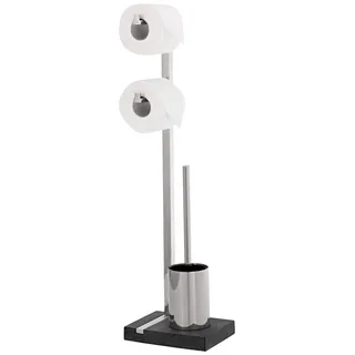BLOMUS -MENOTO- Stand WC-Garnitur aus mattiertem Edelstahl, freistehender Toilettenbutler, Platz für 2 WC-Rollen, exklusive Optik, Badaccessoire (H / B / T: 71 x 20 x 15 cm, Edelstahl-matt, 68623)