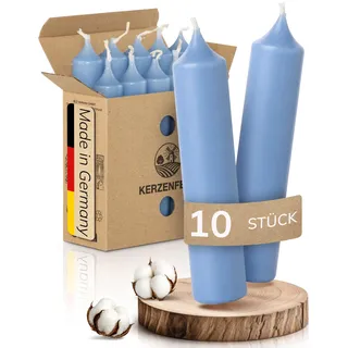 Kerzenfeld® Kurze Stabkerzen Hellblau, 2-fach getaucht, 10cm x 2,2cm | Made in Germany, Bunte Kleine Kerzen - Ohne Tropfen & Rußen - RAL-Zertifizierte Tafelkerzen, Tischdeko für Zuhause oder Event