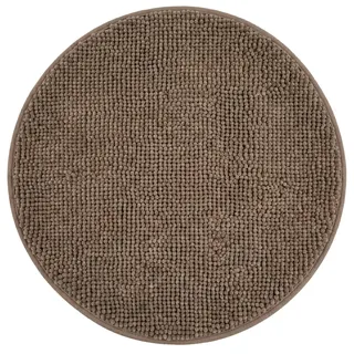 NYVI Badematte NYVISpa Chenille Badteppich Ø 60 cm Rund Taupe | Rutschfest, Saugstark, Schnell Trocknend, Fußbodenheizung geeignet, OEKO-TEX, Waschbar, Weich