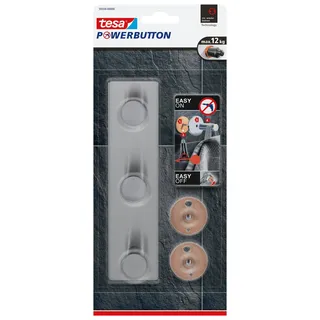 Tesa Powerbutton Hakenleiste Classic Edelstahl Silber