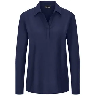 Klassische Bluse GOLDNER "Zeitlose Viskosebluse mit Hemdkragen", Damen, Gr. 50, blau, Obermaterial: 100% Viskose CV., Modisch, Blusen Klassische Bluse, Hemdkragen